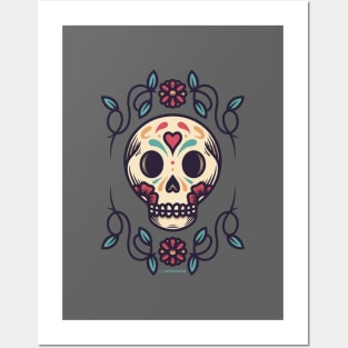 Floral Skull Posters and Art